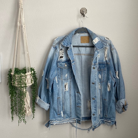 Zaful Jackets & Blazers - Distressed - Light Washed - Oversized - Jean Jacket